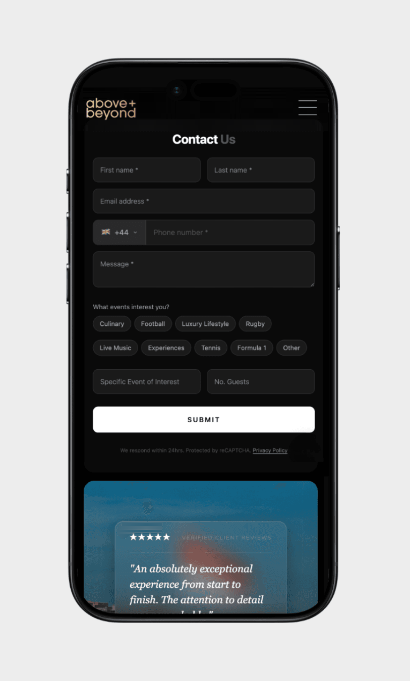 Above + Beyond mobile experience