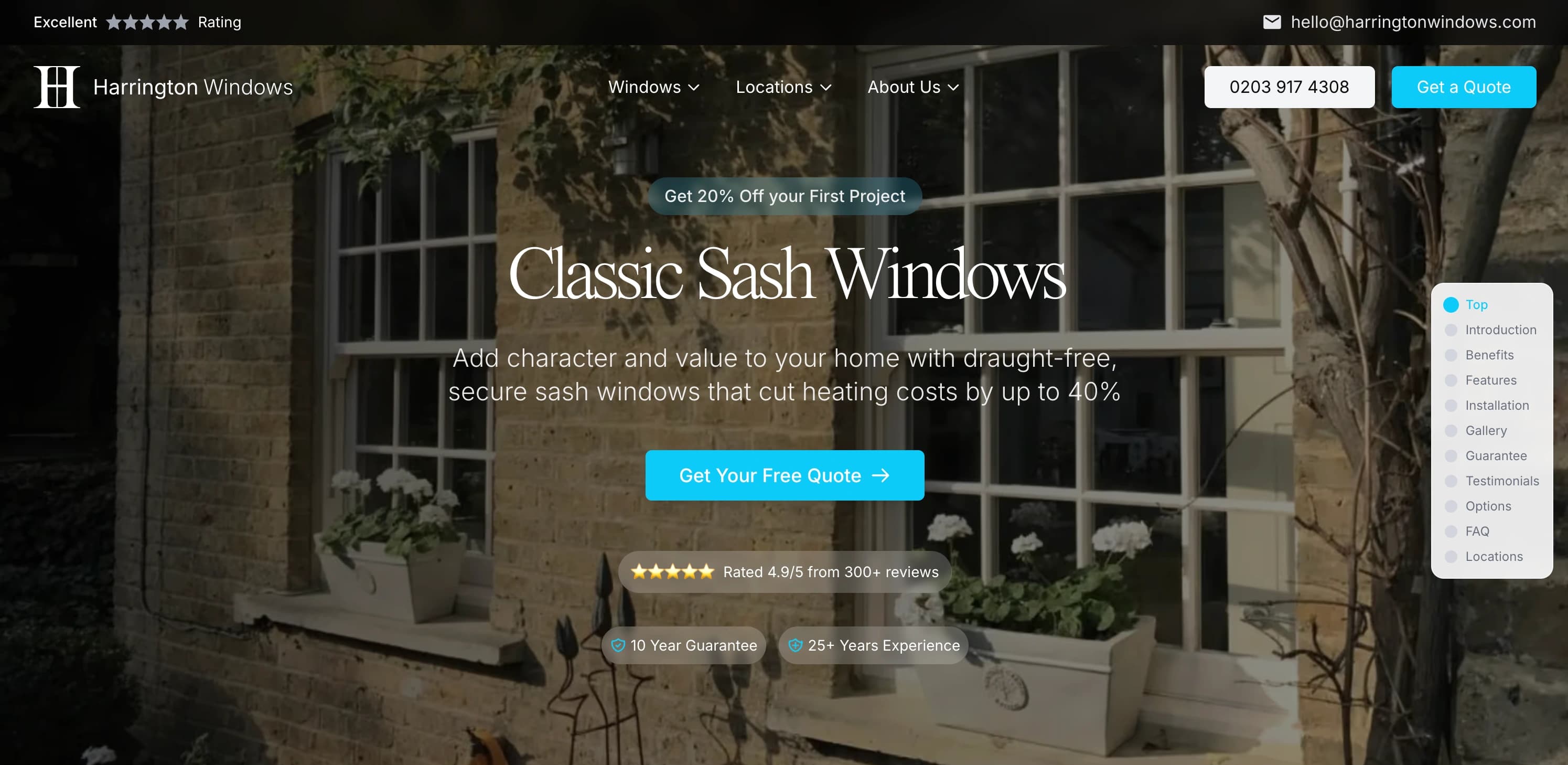 Classic Sash Windows landing page
