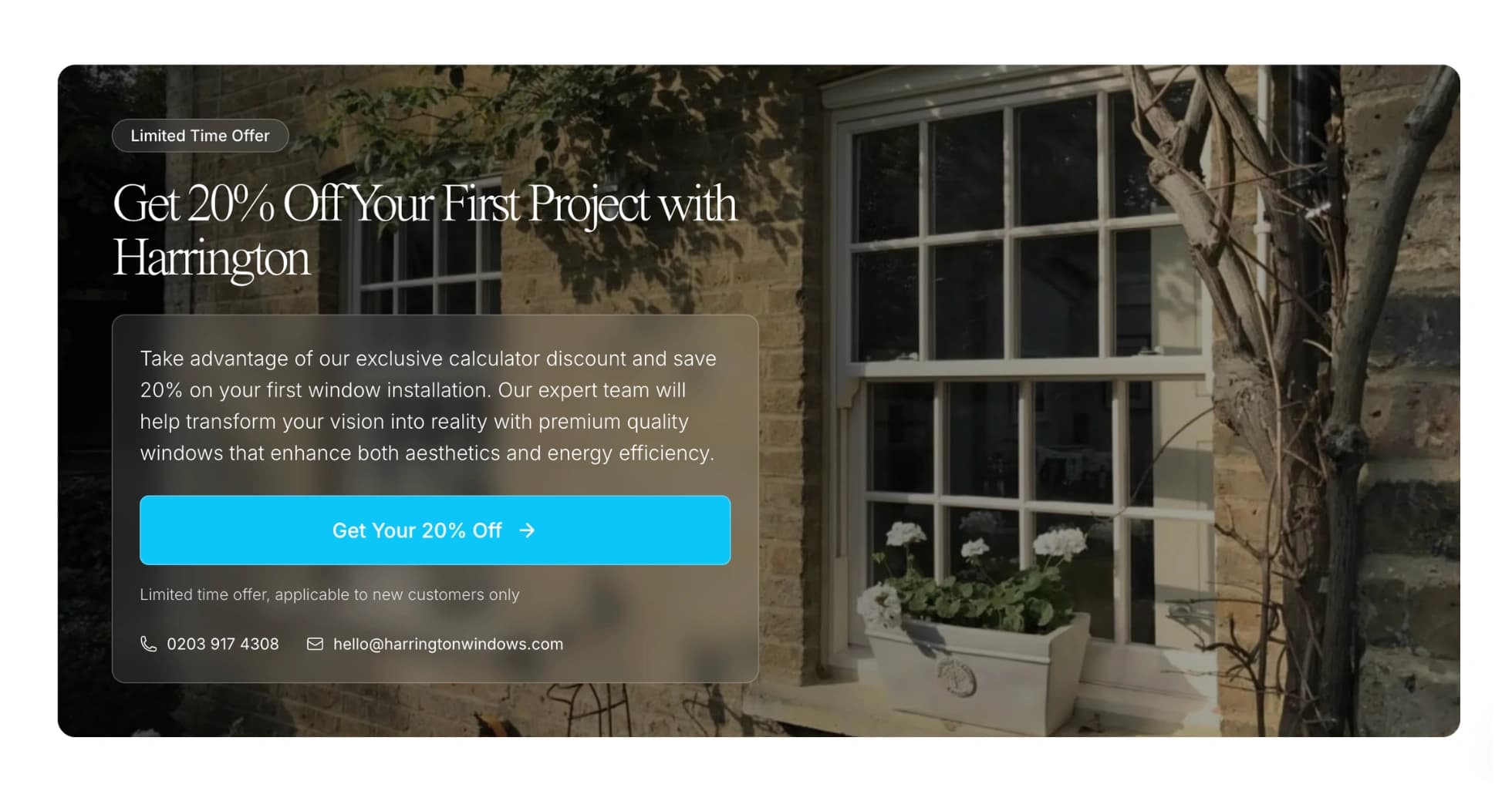 20% off promotional landing page